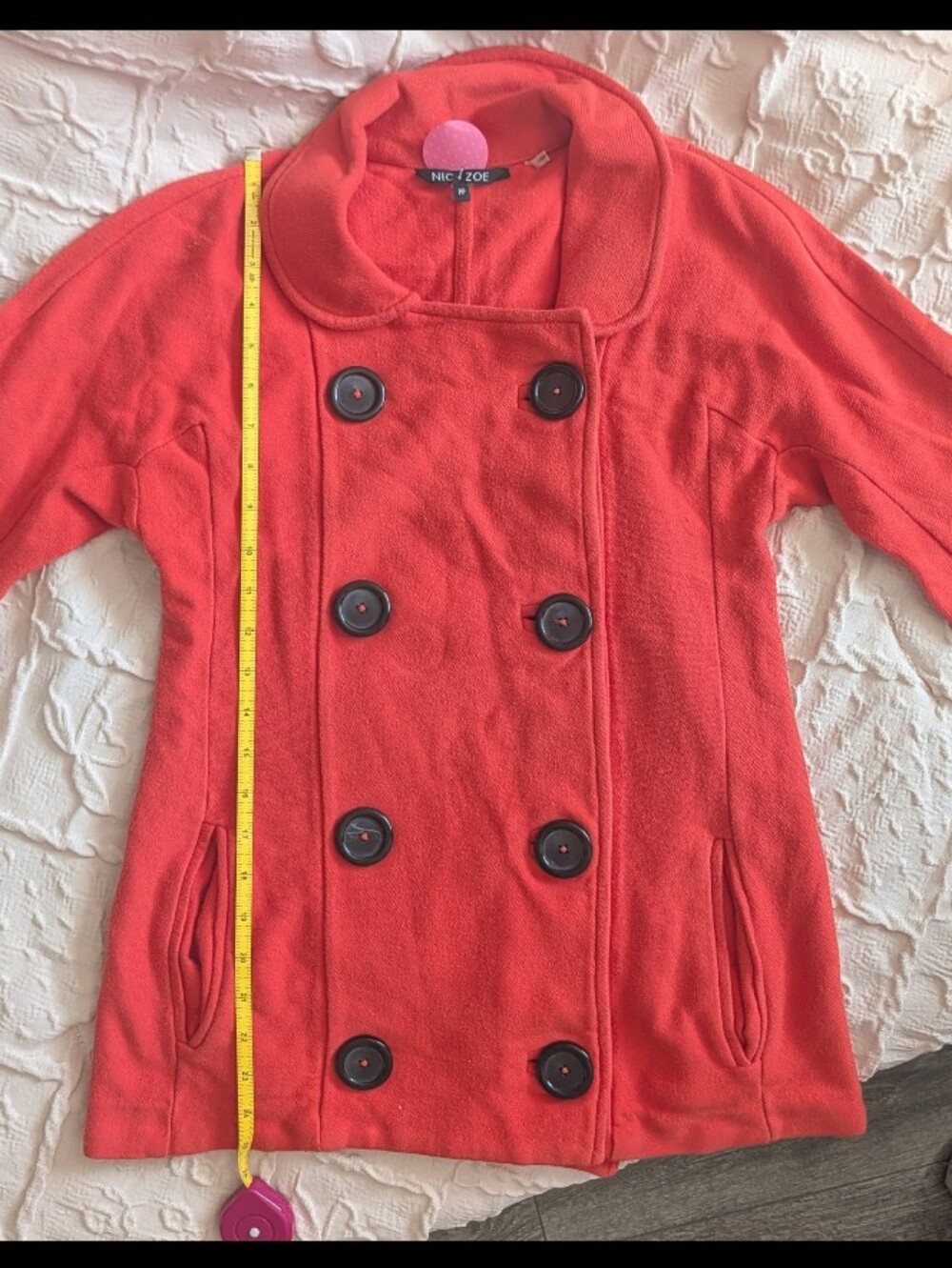Nic+Zoe Women's Coral Double-Breasted Coat